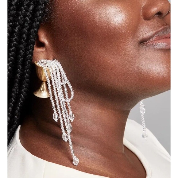 INC Statement Earrings Crystal Gold Tone Drop Cups Ladies New Years Eve Chic NWT - Picture 4 of 6